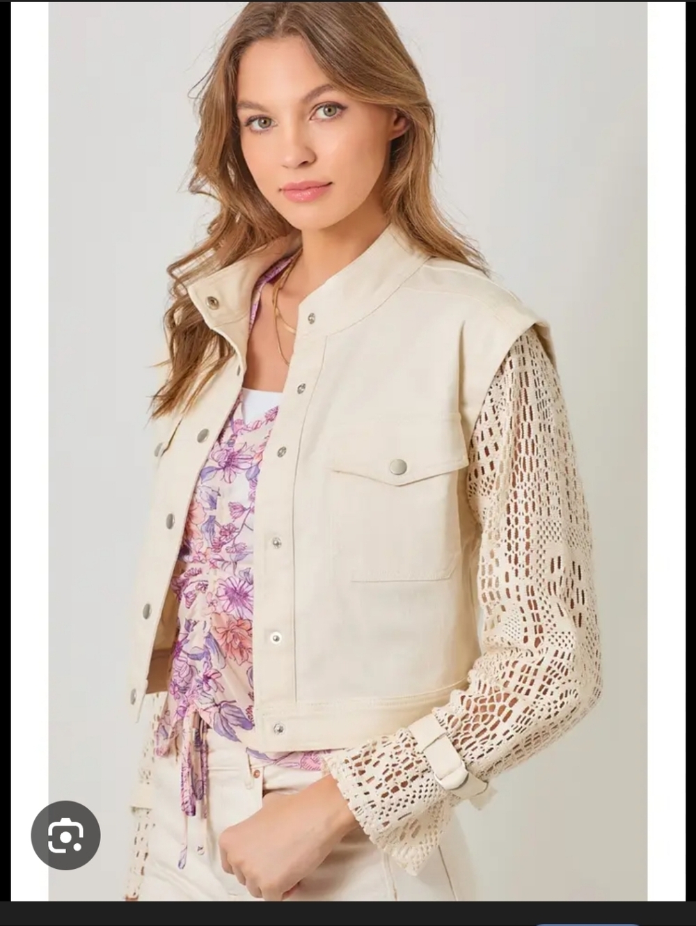 Mystree Crocheted Denim Jacket NWT